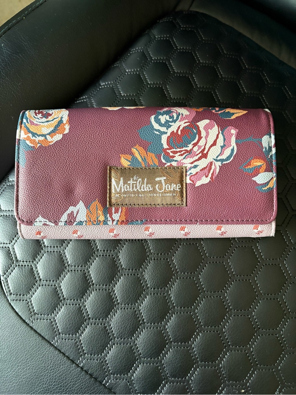 Matilda Jane Plum Floral Long Fold Wallet with Rose Print